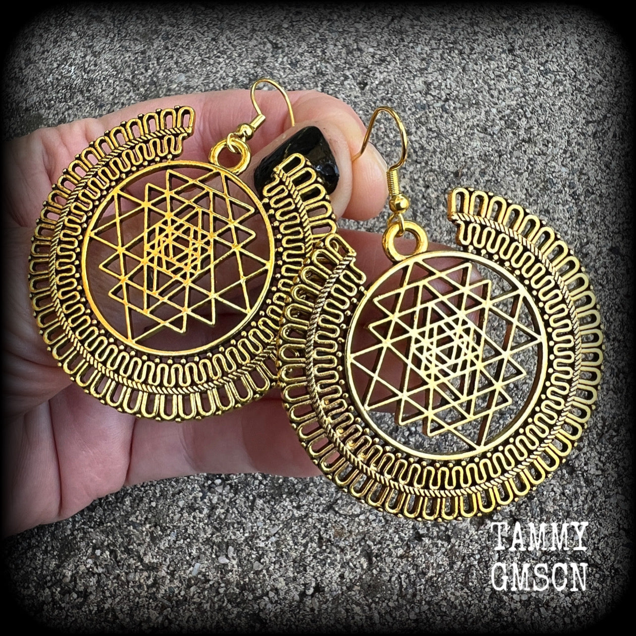 Sri Yantra earrings-Sri Chakra earrings