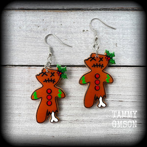 Gingerbread man earrings-Yule earrings