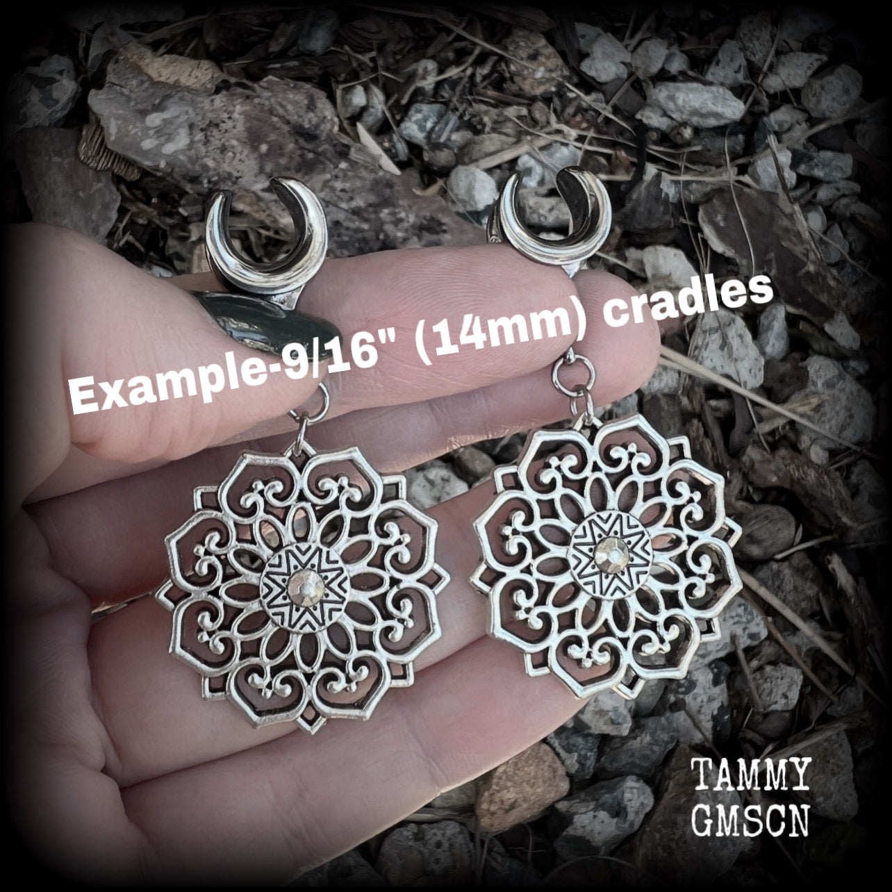 Mandala gauged earrings-Mandala ear weights