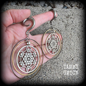 Metatrons cube gauged earrings