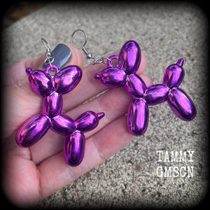 Purple earrings Balloon earrings Balloon animal earrings Balloon dog earrings Party earrings Purple earrings