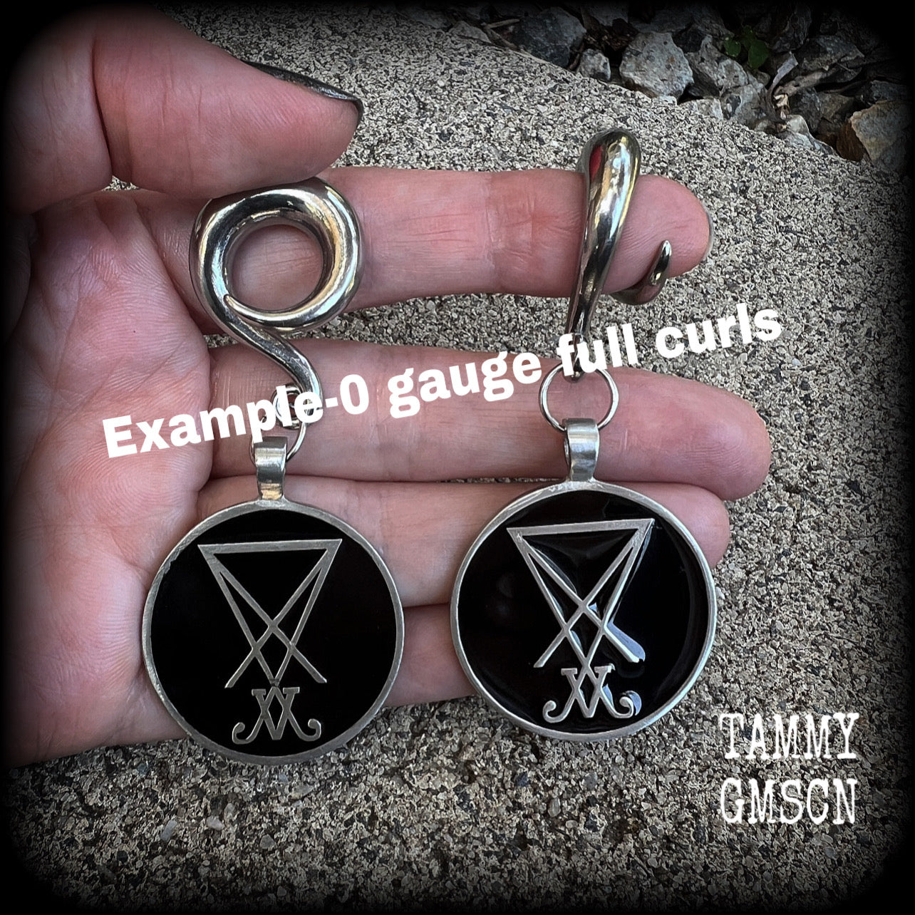Sigil of Lucifer gauged earrings-Satanic jewelry