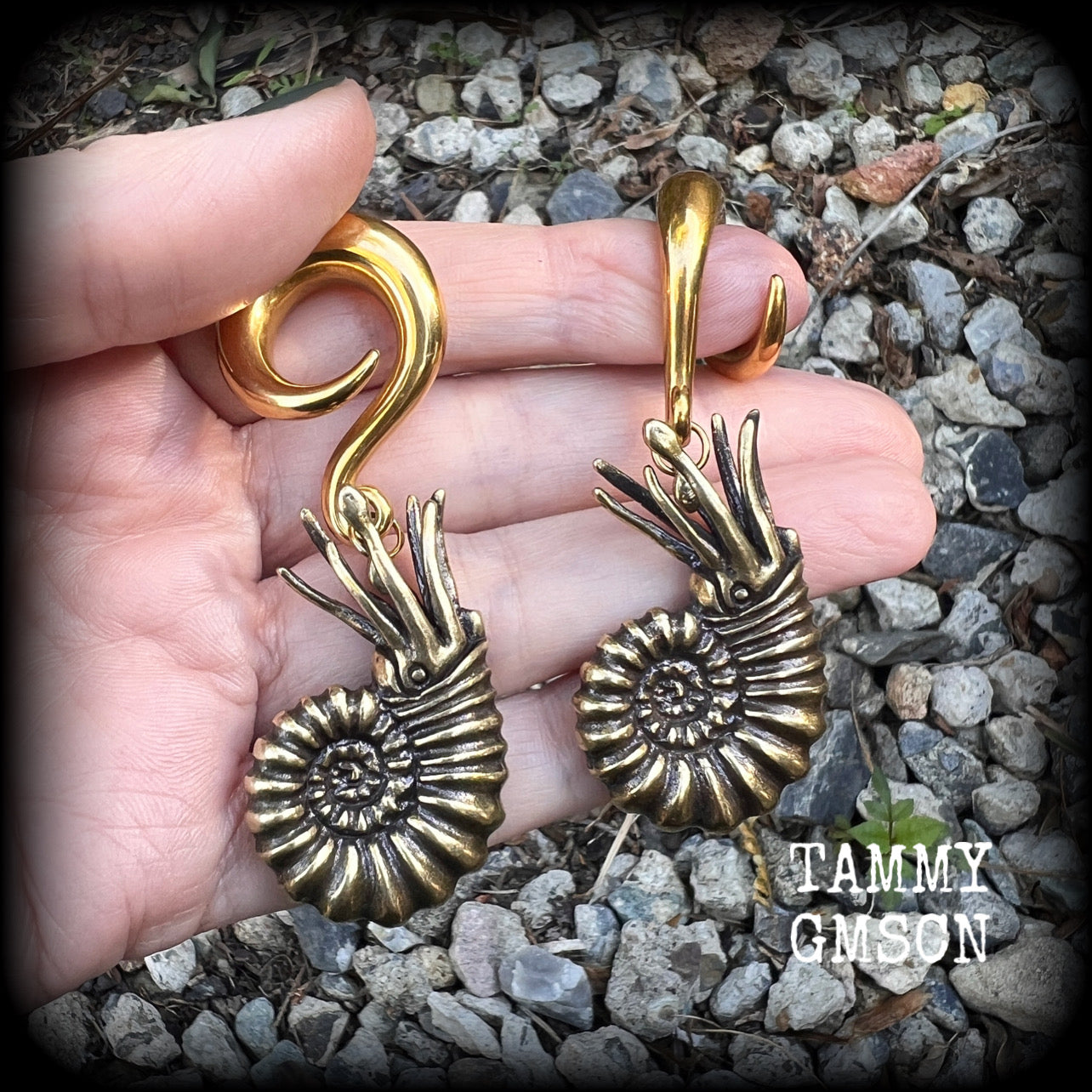 Nautilus ear weights Fossil ear weights Brass ear weights 0 gauge ear weights Gauged earrings 6g 2g 0g 00g 1/2” 9/16” 5/8” 3/4” 7/8” 1” 1.18
