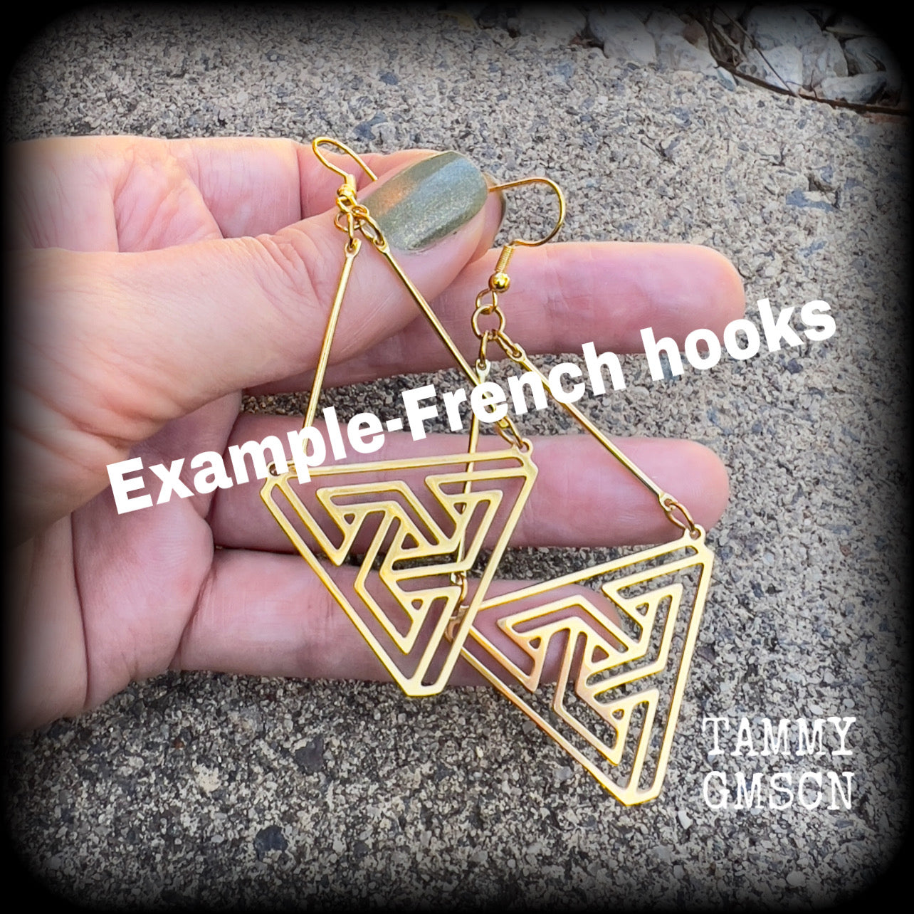 MC Escher triangle earrings-Geometric earrings
