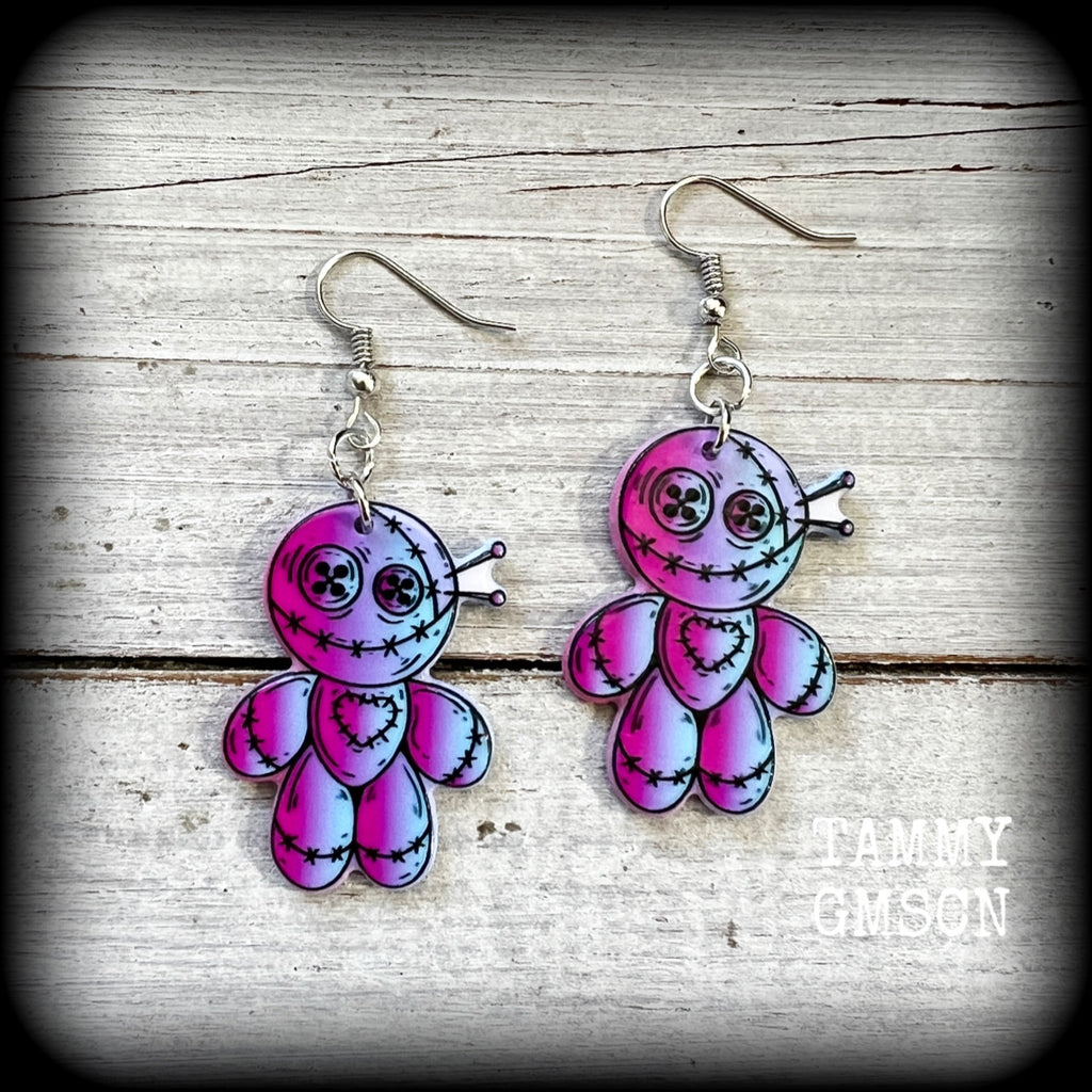 Voodoo doll earrings-Halloween earrings