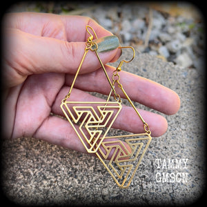 MC Escher triangle earrings-Geometric earrings