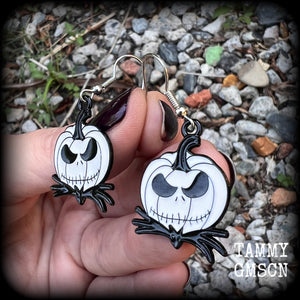 Jack Skellington earrings Nightmare before Christmas earrings Halloween earrings Jack o lantern earrings Halloween jewellery Spooky cute earrings 