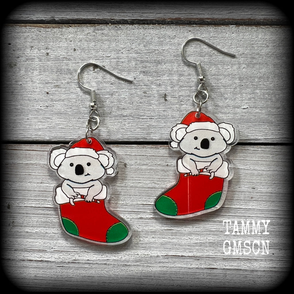 Koala earrings-Christmas earrings-Yule earrings