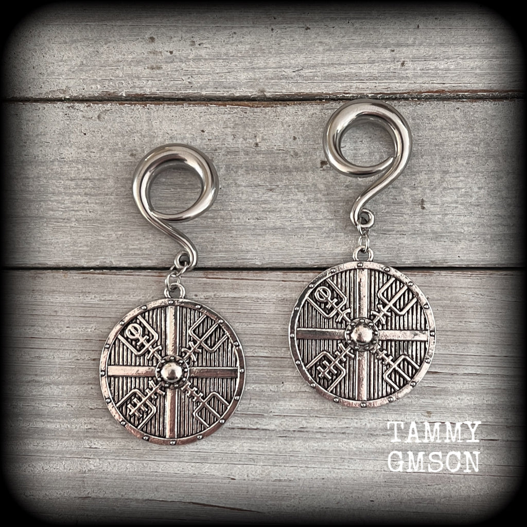 Viking earrings Viking shield earrings Shield maiden earrings Viking compass ear weights Viking jewelry Stretched ears Stretched lobes Gauged ears Gauged earrings Body jewelry Stretchers Viking jewellery 4mm 6mm 8mm 10mm 12mm 14mm 16mm 19mm 22mm 25mm 28mm 30mm