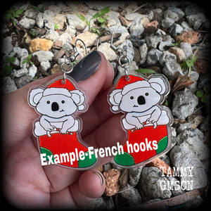 Koala earrings-Christmas earrings-Yule earrings