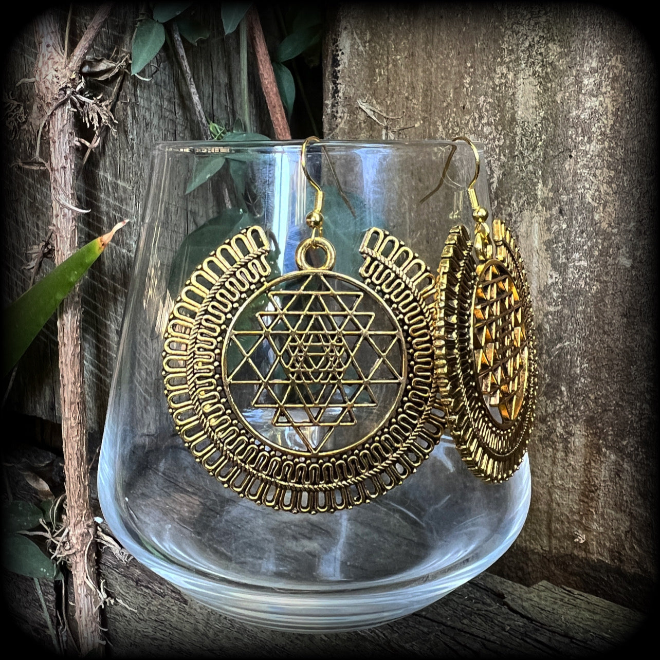 Sri Yantra earrings-Sri Chakra earrings