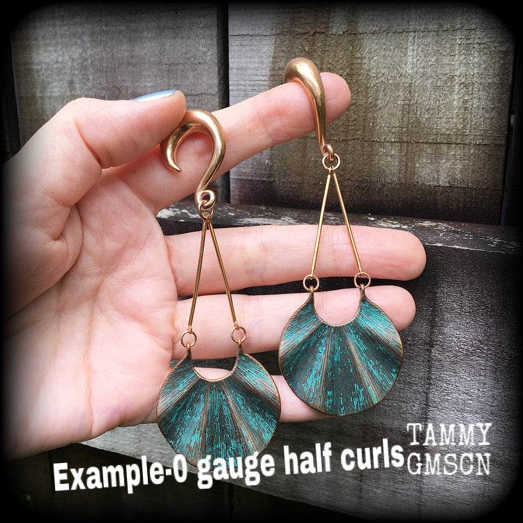 DIY half curl hooks for stretched lobes-Rose gold