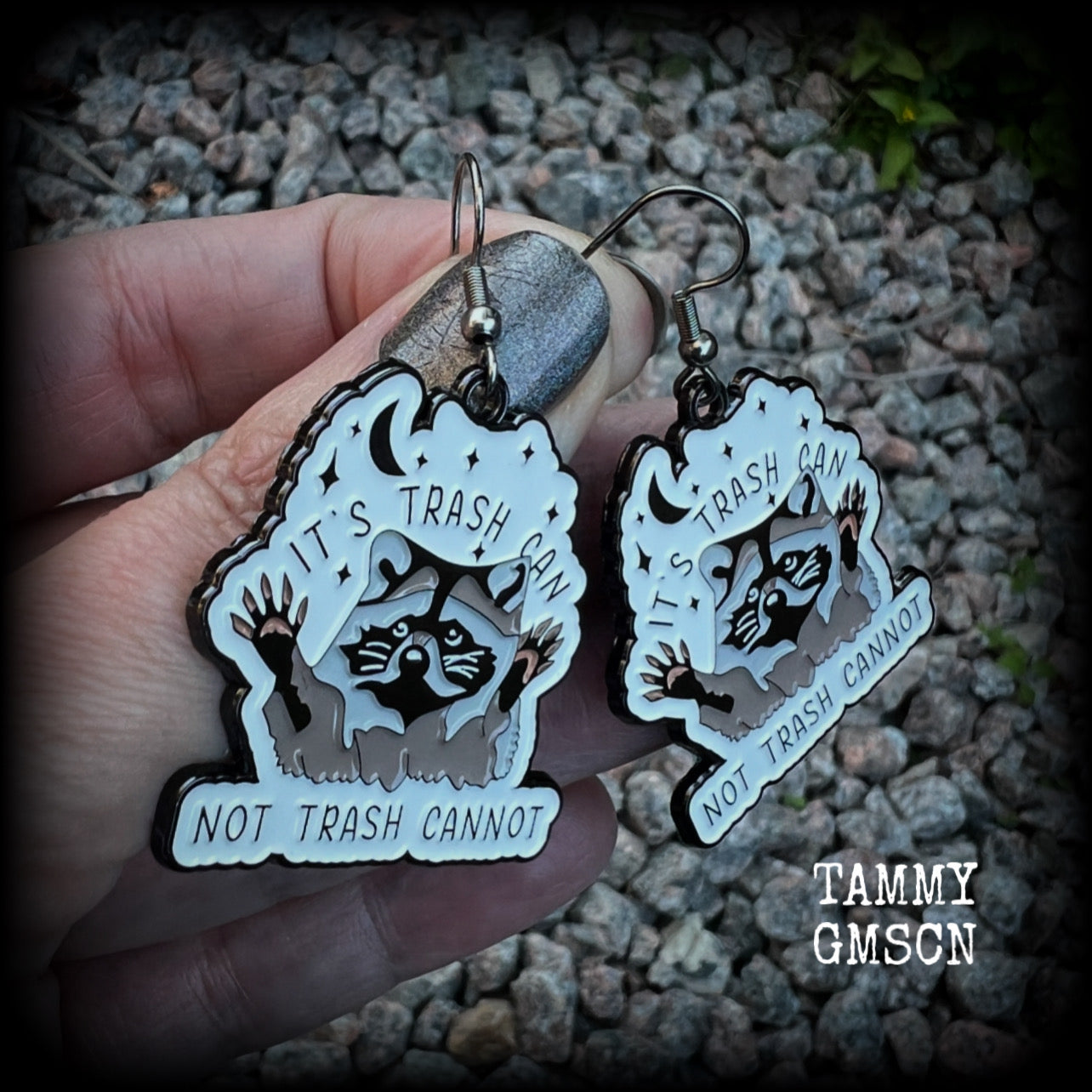 Trash can raccoon earrings-Trash panda earrings