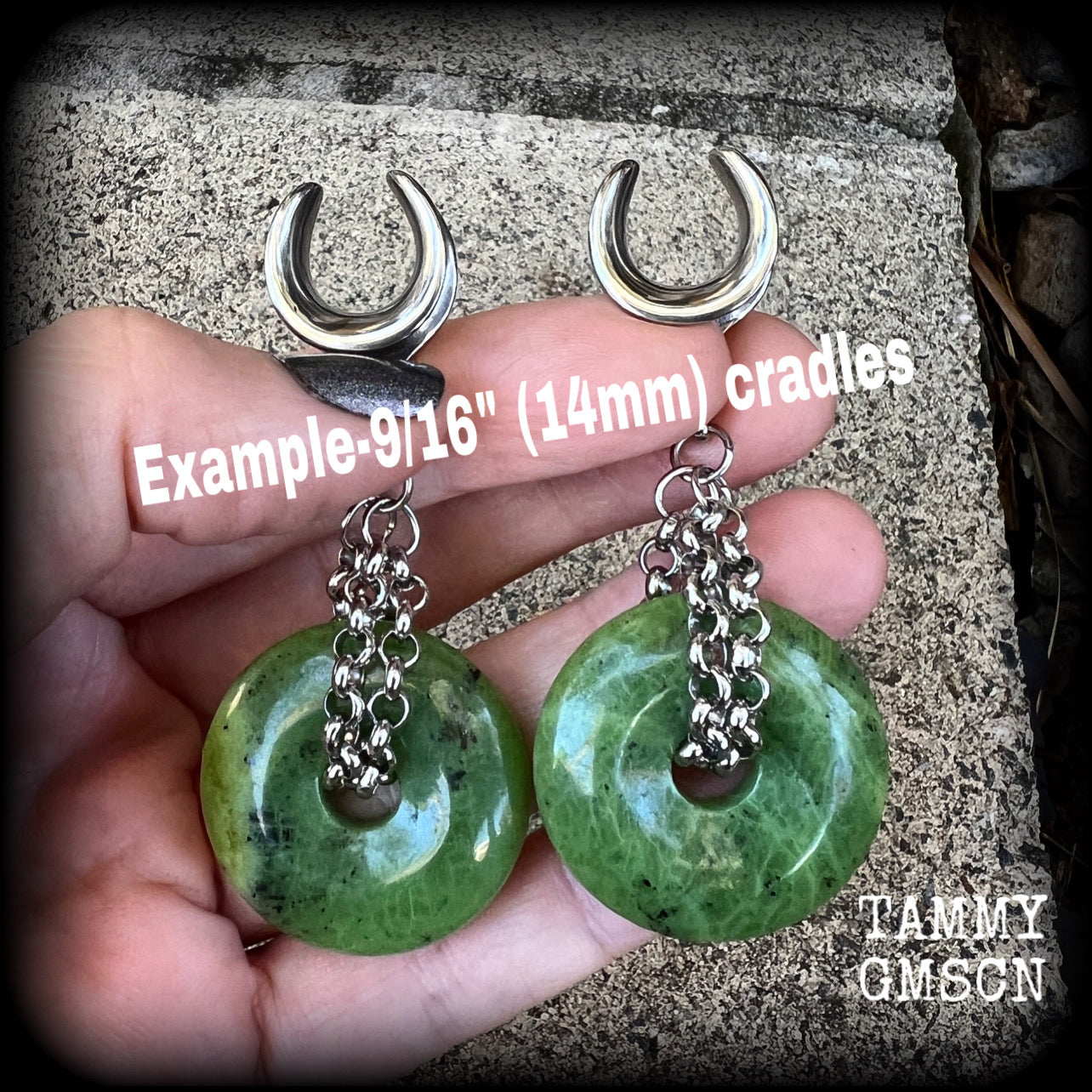 Olive jasper gauged earrings-Gemstone gauges