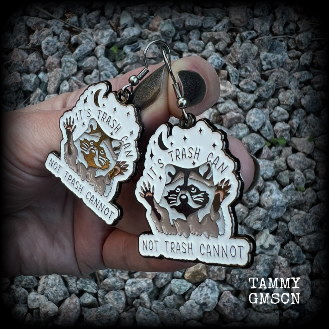 Trash can raccoon earrings-Trash panda earrings