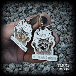 Trash can raccoon earrings-Trash panda earrings