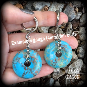 Turquoise gauged earrings-Gemstone gauges