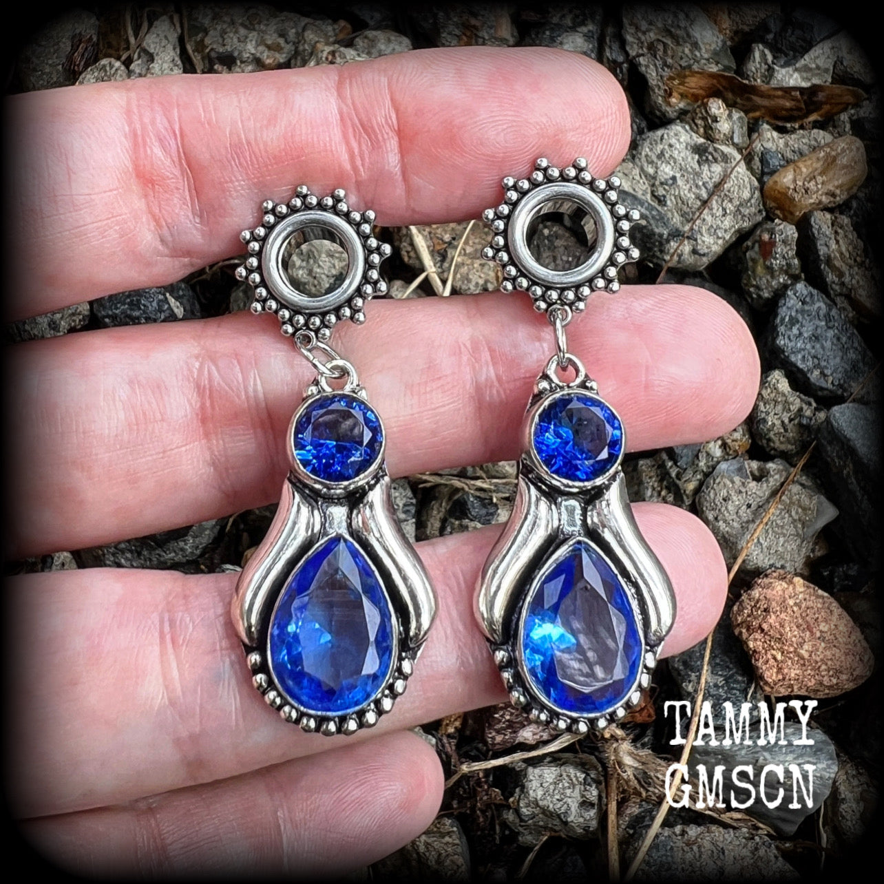 Gemstone tunnel dangles