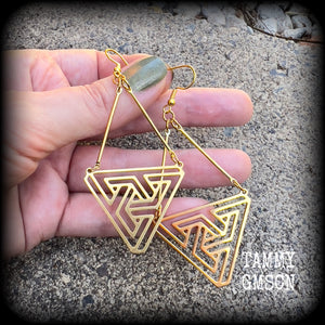 MC Escher triangle earrings-Geometric earrings