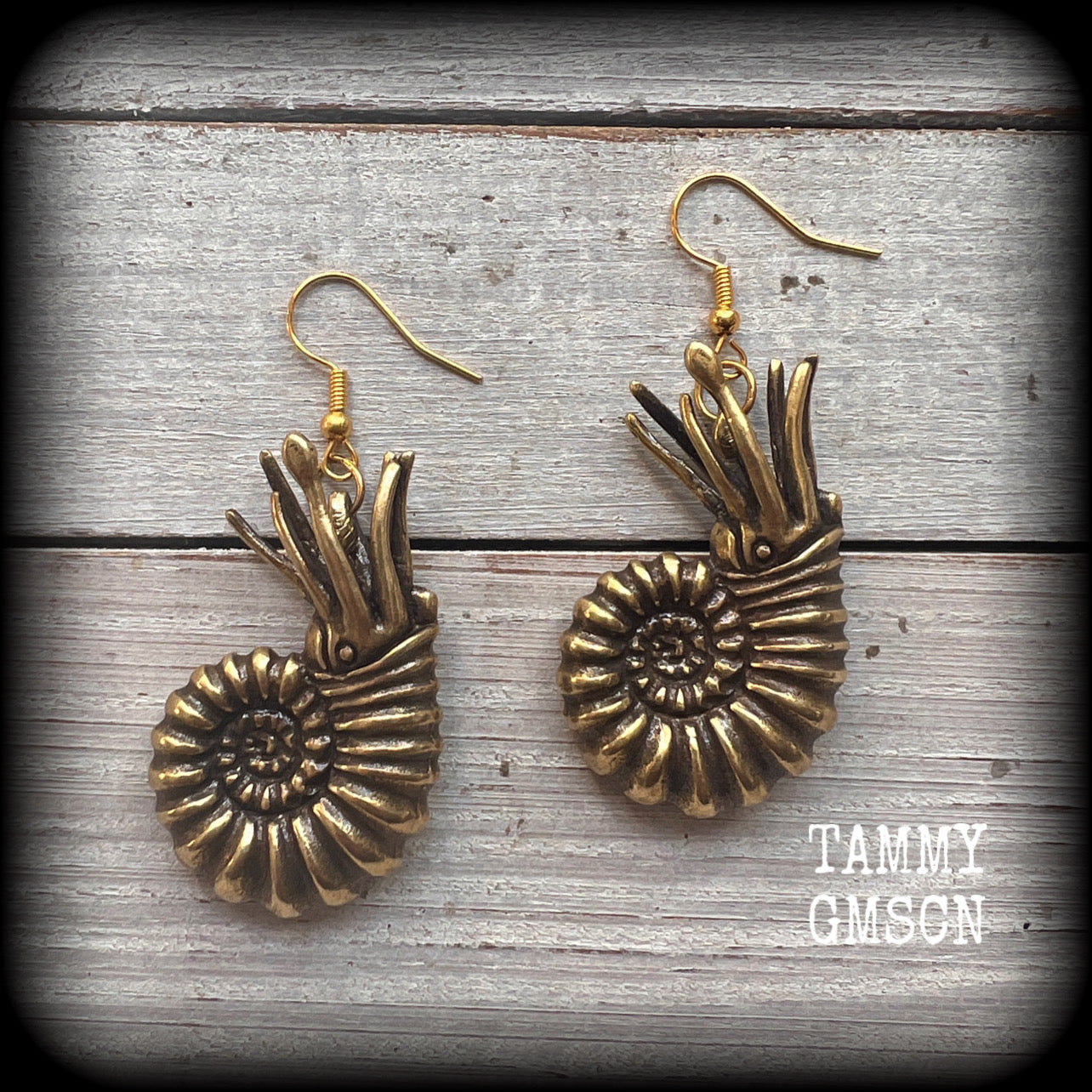 Brass nautilus earrings Cephalopod earrings Beach earrings Marine earrings Insect earrings Octopus earrings Squid earrings Pierced ears Sea animals marine life Marine animals earrings Beach jewellery Beach wedding Unique Earrings for stretching