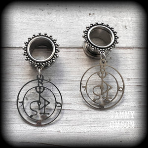 Sigil of Samael Sigil of Samael tunnel earrings Sigil jewelry Sigil jewellery Demons Demonology earrings Sigil earrings Occult earrings Occult jewelry Lesser magick Greater magick Crowley Aquino LaVey Esoteric earrings Church of Satan Key of Solomon Gauged ears Stretched ears Ear gauges