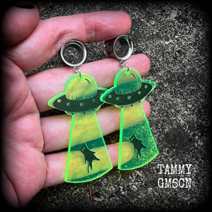 UFO cat abduction tunnel earrings