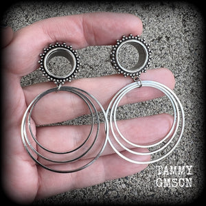 Boho hoop tunnel earrings-Geometric jewelry