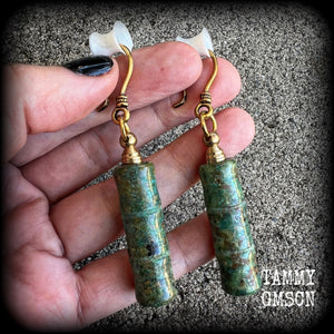 Fossilized coral earrings-Ear hangers