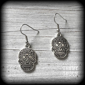 Day of the dead sugar skull earrings-Halloween earrings