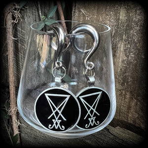 Sigil of Lucifer gauged earrings-Satanic jewelry