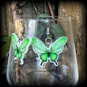 Green butterfly earrings Moth Butterfly jewelry Butterfly necklace Entomologist Entomology Insect earrings Insect jewelry Bugs earrings Gifts for girls Gifts for her Secret sanra Stocking stuffers Santa stocking Christmas gifts Christmas presents