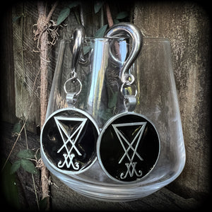 Sigil of Lucifer gauged earrings-Satanic jewelry