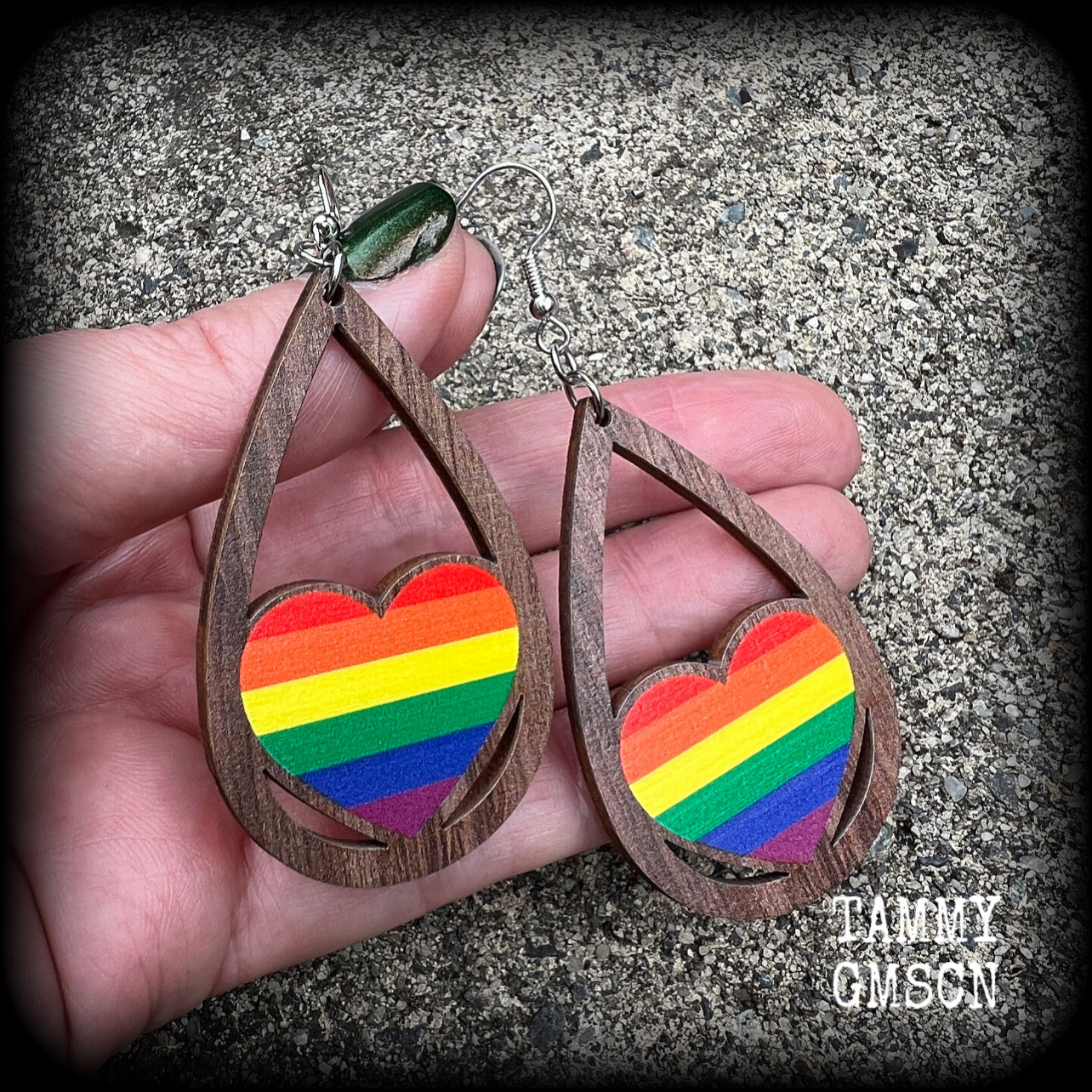 Pride flag earrings-Pride heart earrings