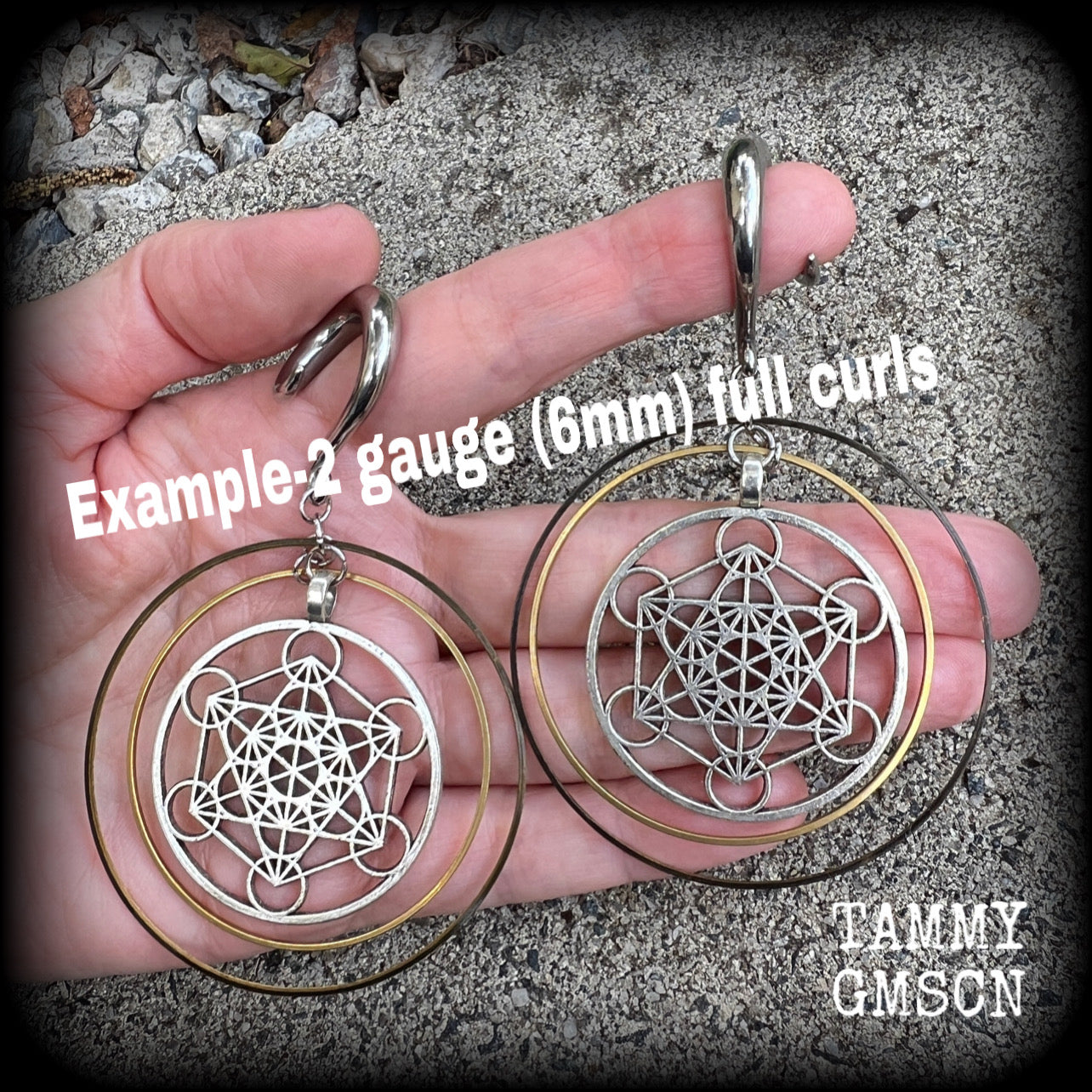 Metatrons cube gauged earrings