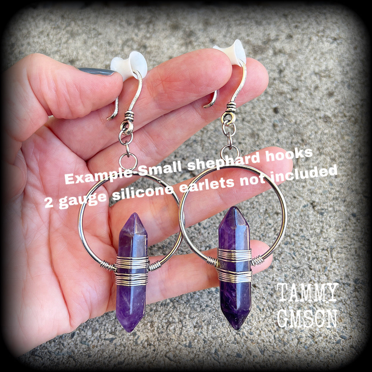 Amethyst earrings-Gemstone ear hangers