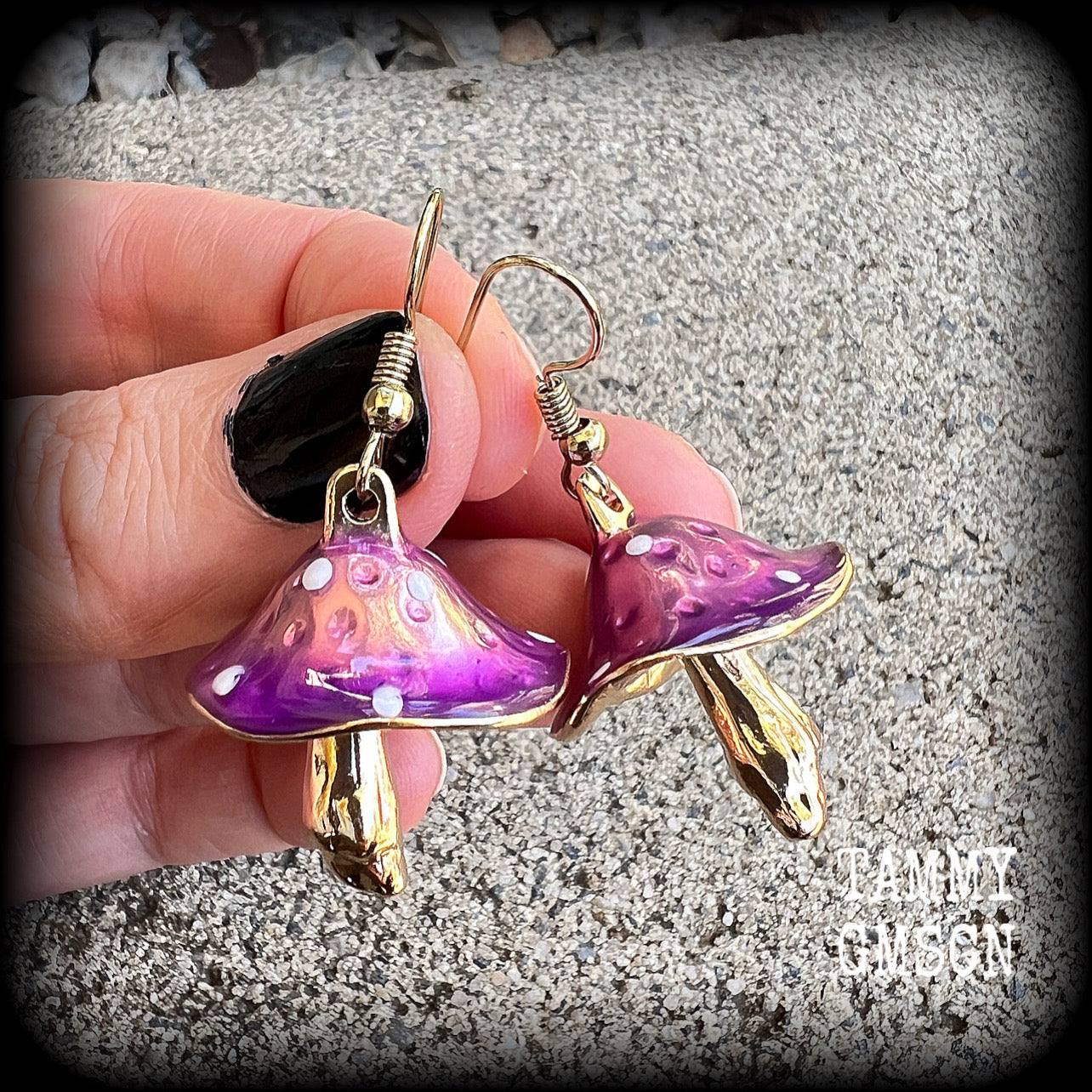 Purple mushroom earrings-Alice in Wonderland earrings