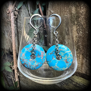 Turquoise gauged earrings-Gemstone gauges