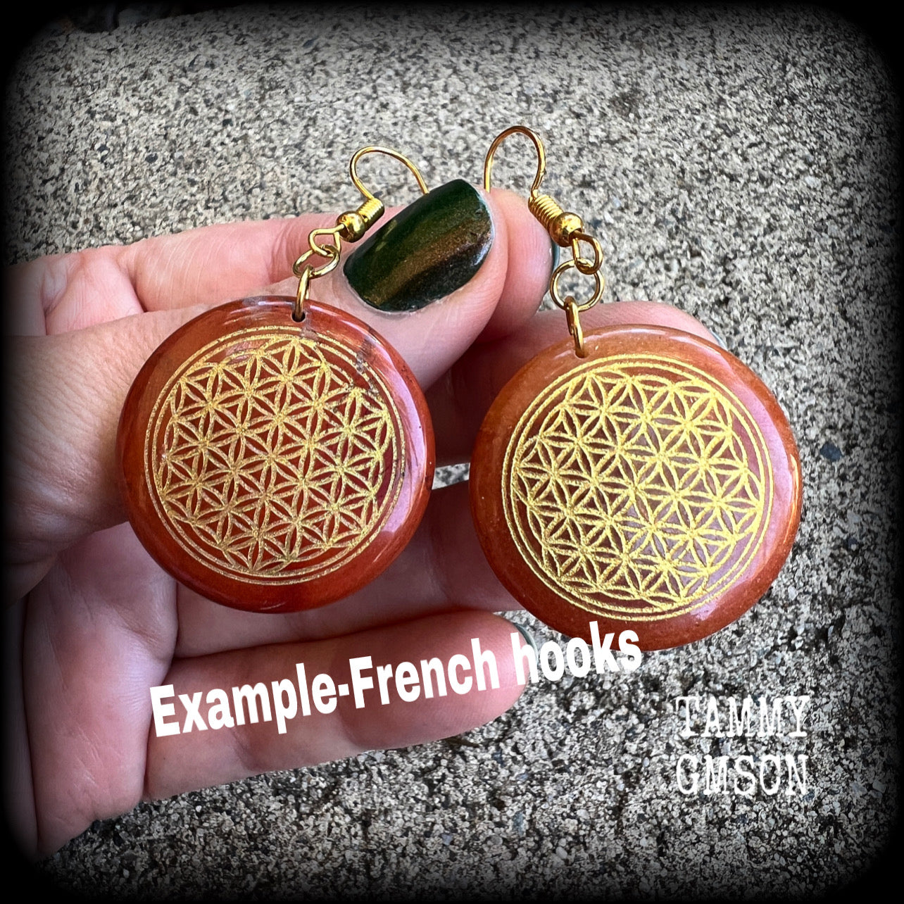 Red agate earrings-Flower of Life earrings