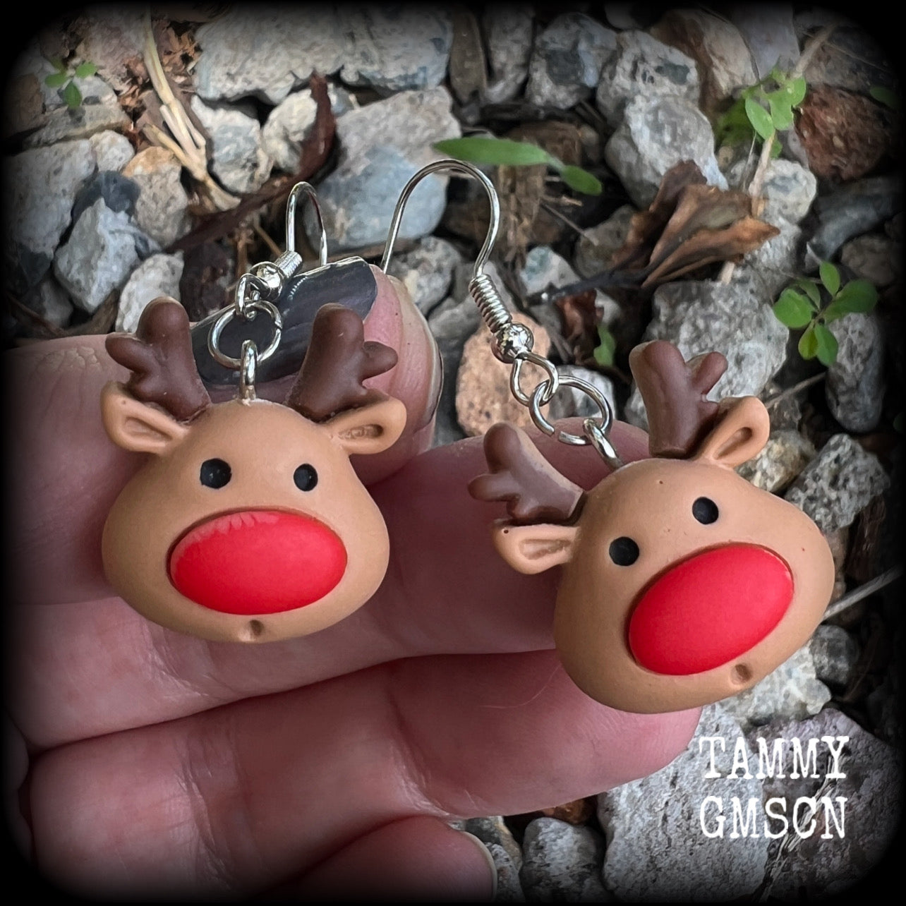 Reindeer earrings Christmas earrings Reindeer jewelry Ear gauges Ear hangers Gauged earrings Stretched lobes Gauged ears Reindeer ear hangers Christmas body jewelry Christmas jewelry Xmas gifts Stocking stuffers Secret santa Kriss Kringle Presents 