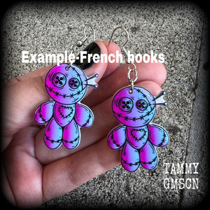 Voodoo doll earrings-Halloween earrings