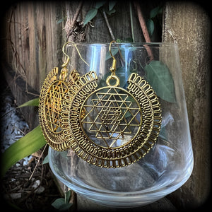 Sri Yantra earrings-Sri Chakra earrings