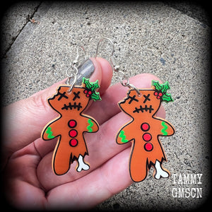 Gingerbread man earrings-Yule earrings