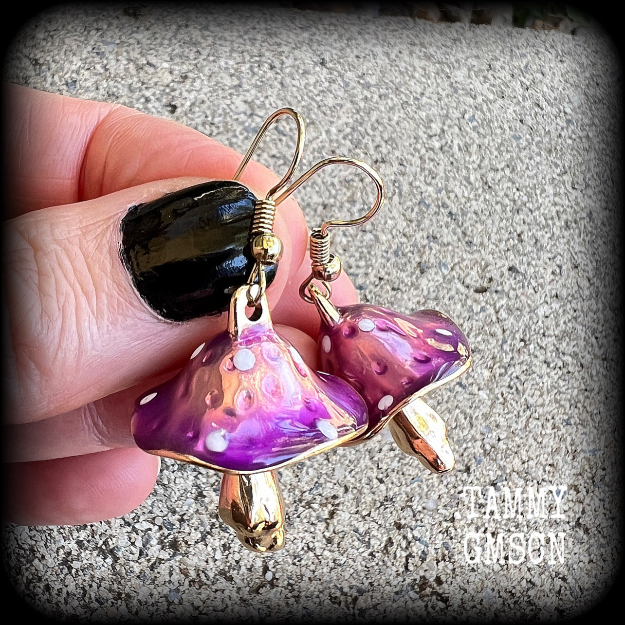 Purple mushroom earrings-Alice in Wonderland earrings