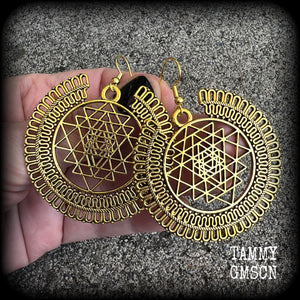 Sri Yantra earrings-Sri Chakra earrings