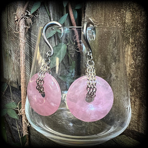 Rose quartz ear hangers 