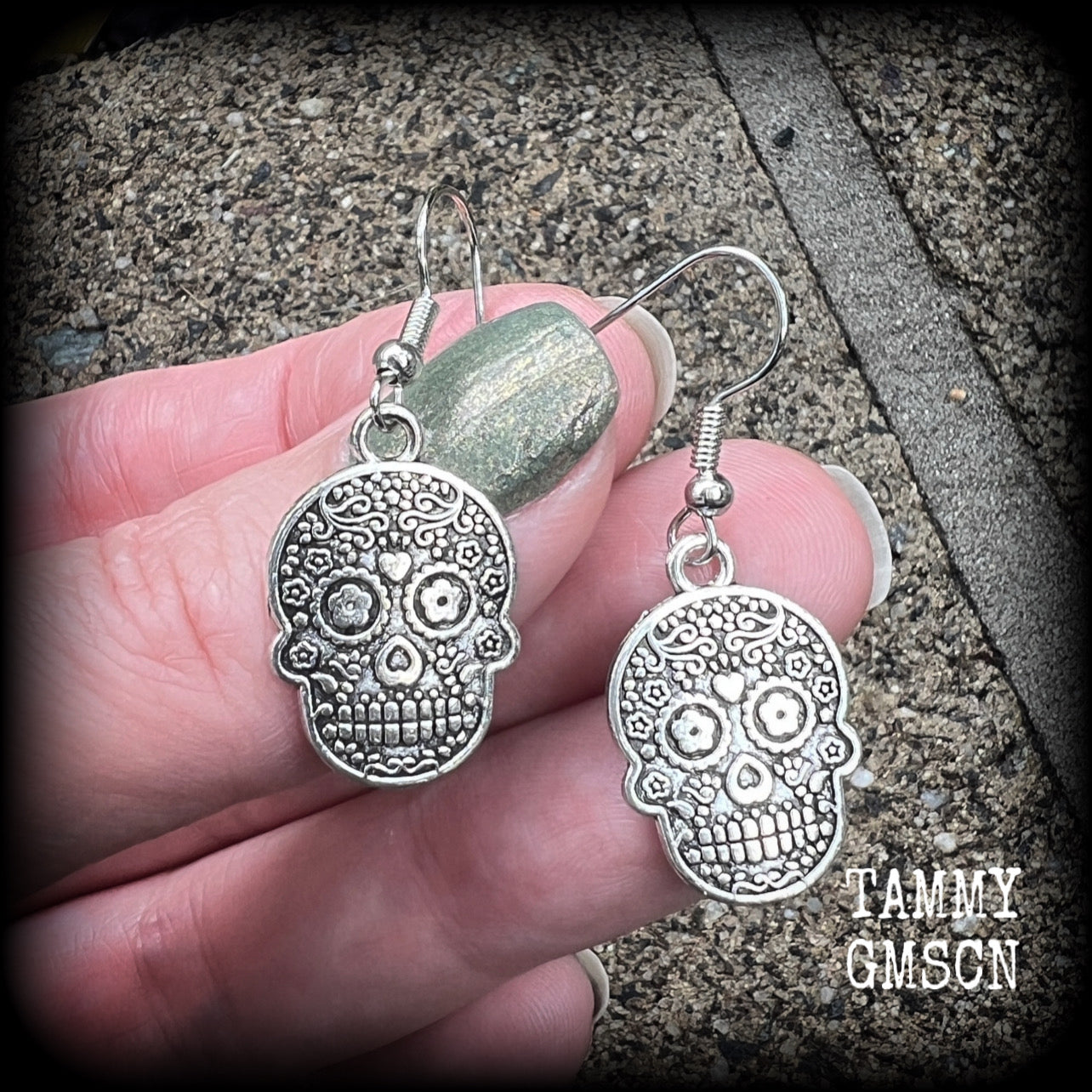 Day of the dead sugar skull earrings-Halloween earrings