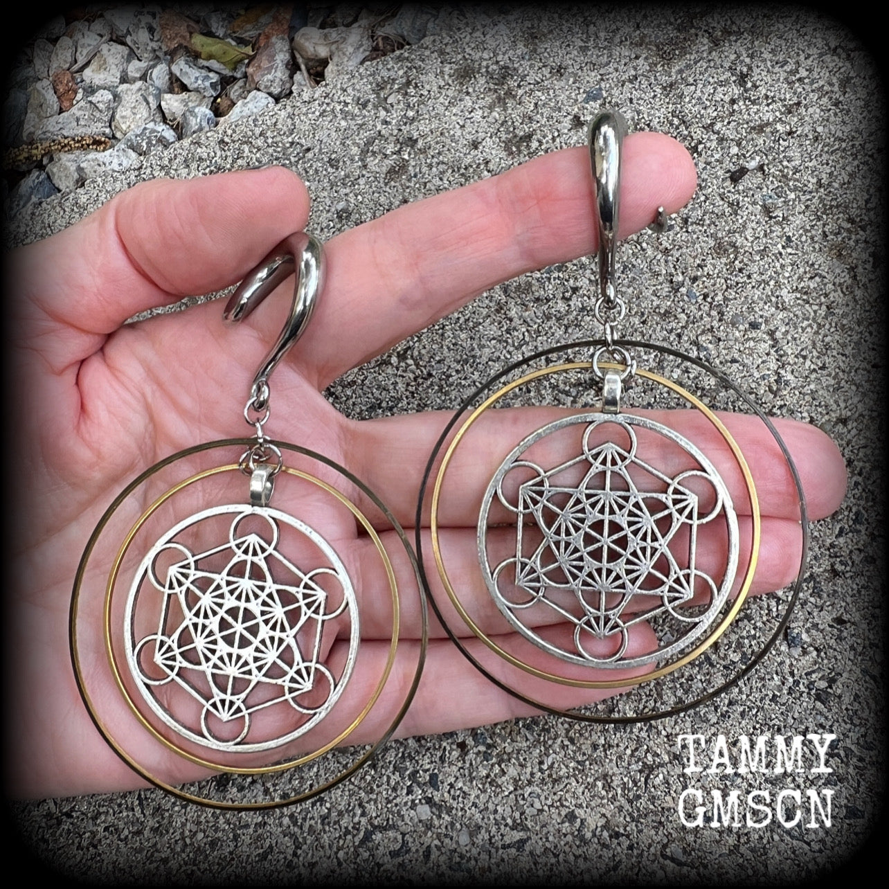 Metatrons cube gauged earrings