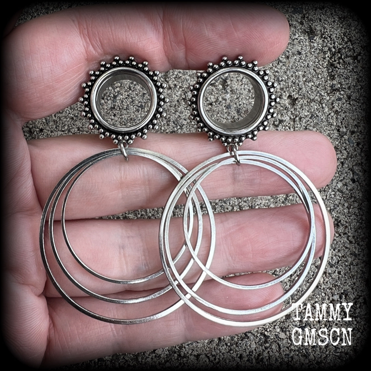 Boho hoop tunnel earrings-Geometric jewelry