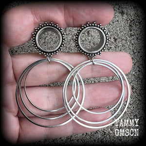 Boho hoop tunnel earrings-Geometric jewelry