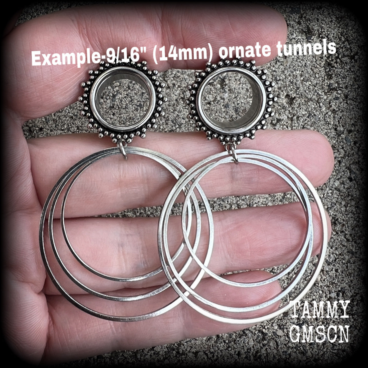 Boho hoop tunnel earrings-Geometric jewelry
